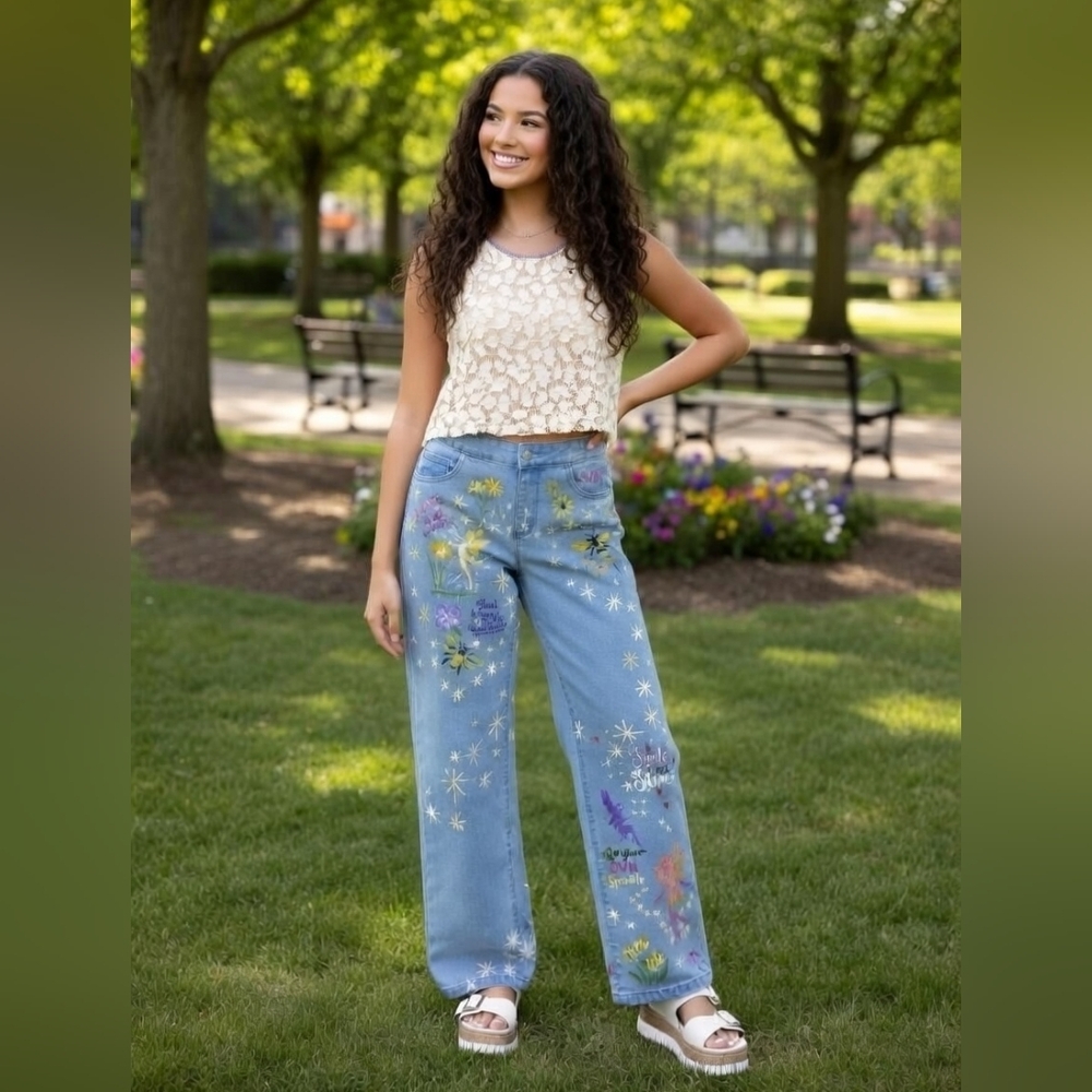 Fairycore Jeans OOAK Whimisical Shimmery Sparkle - Picture 12 of 12